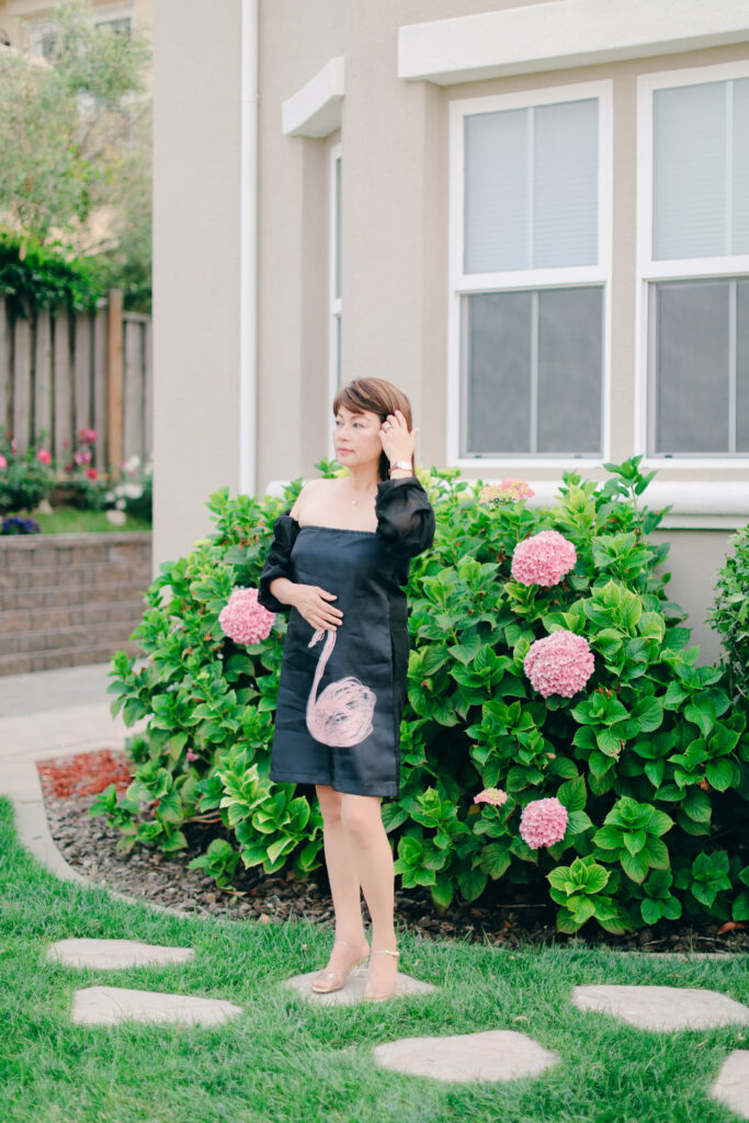 Black dress with swan