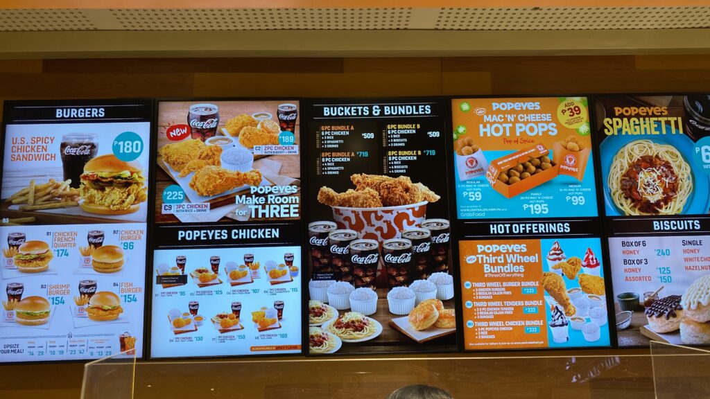 Popeyes menu board