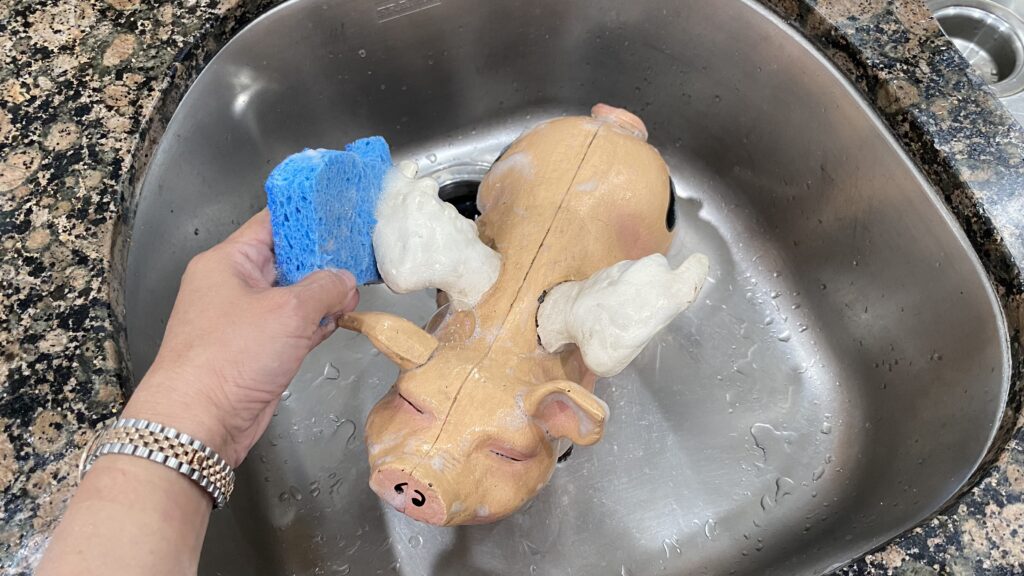 Flying Piggy takes a bath