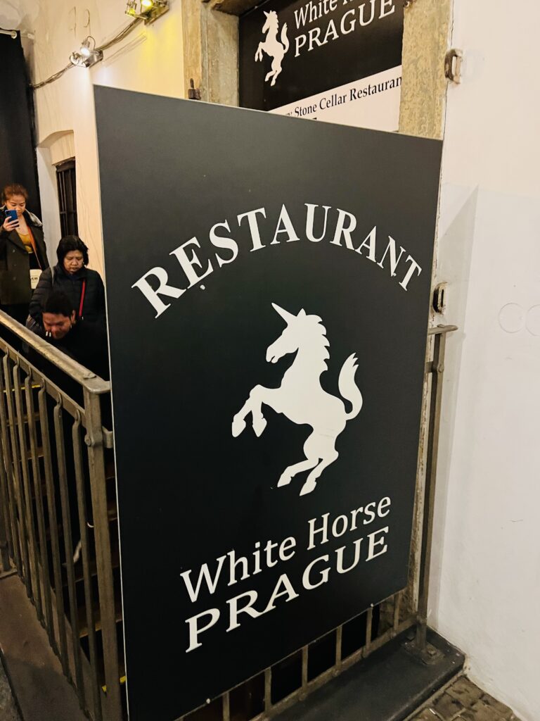 dinner at White Horse Restaurant in Prague 